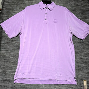 Footjoy Polo Shirt Men's XL Purple Striped Short Sleeve Golf Terra Logo